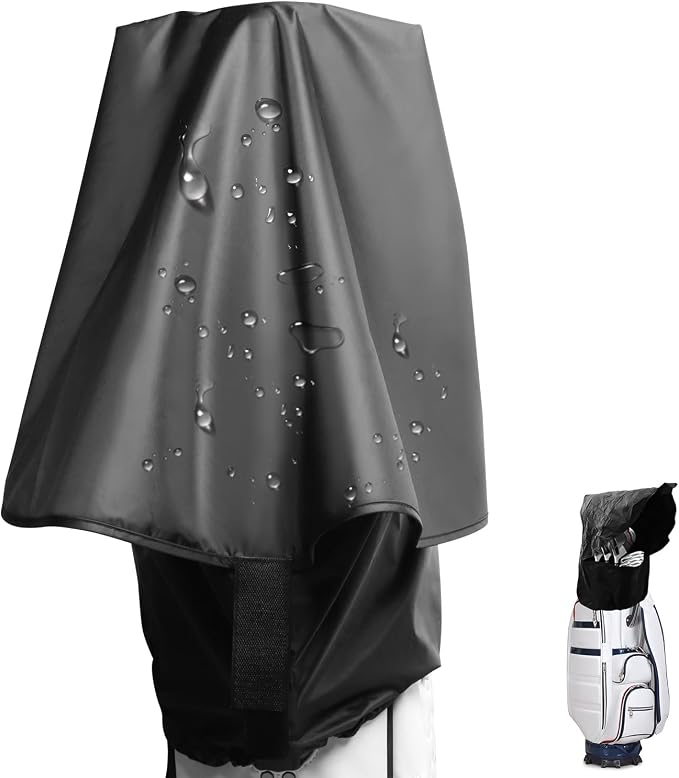 VEASAERS Golf Bag Rain Cover Waterproof Hood Protection Black Pack Durable Lightweight Club Bags Raincoat for Men Women Golfer