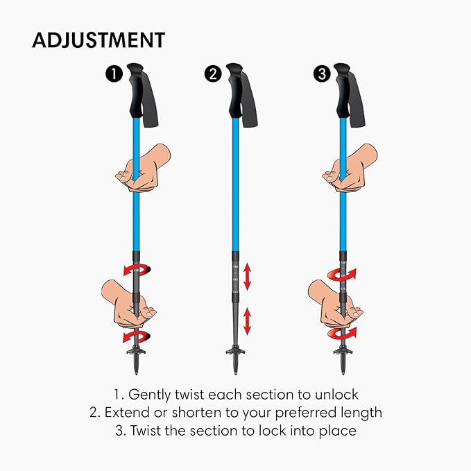 Fizan Tierra Trekking Poles – 8 oz, Ultralight, Backpacking, Thru Hiking Poles, Adjustable, Collapsible, Customized Fit, Cork Grips, Aluminum Walking Sticks