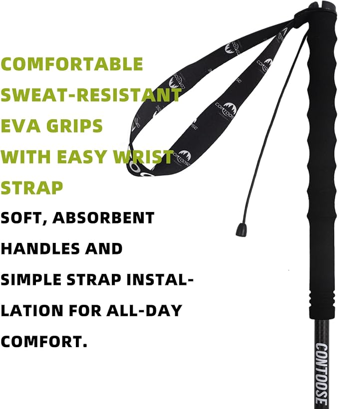 Ultra Light Carbon Fiber Trekking Poles | Collapsible Walking Sticks for Hiking & Trail Running | 37.4 in Fixed Length, 3.35 oz, Black, Anti-Slip Grip for Kids (1-PCS)