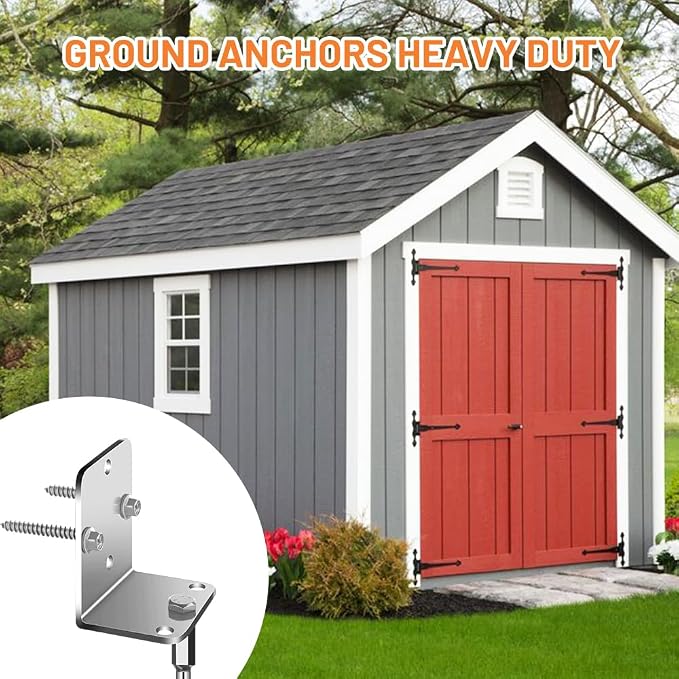 Ground Anchors Shed Anchors 27" Set of 2 Trampoline Stakes Screw in Heavy Duty Mobile Home - Storage Shed Anchor Kit - Playset Swing Anchors - Stakes for Fence,Carport,Garden (Silver, 2 x 27in)