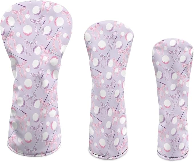 Rnyleeg Golf Club Head Covers for Women Driver Head Cover Leather Fairway Wood Headcover Hybrid Headcovers for Golf Clubs