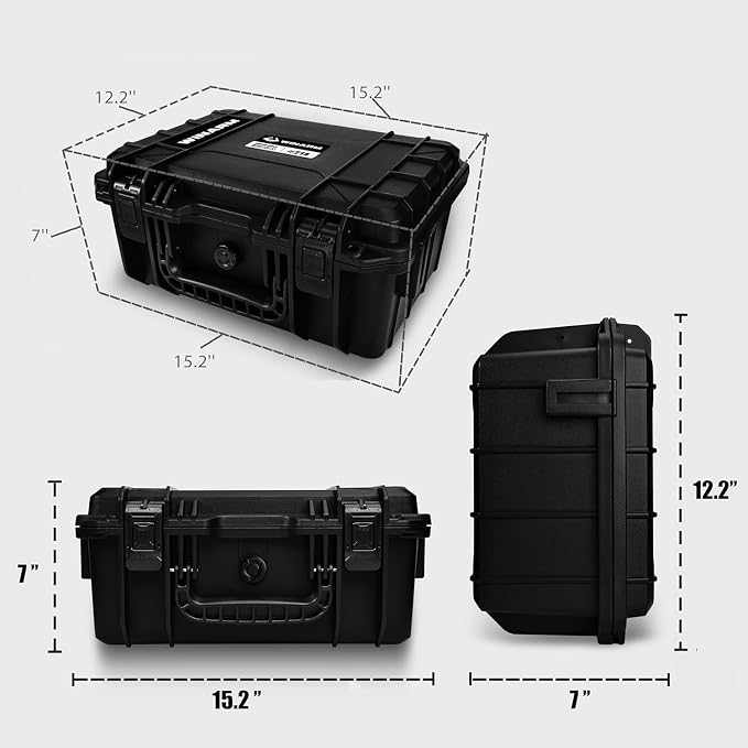 Fishing Reels Storage Case 15 Inches,Heavy Duty Waterproof Fishing Wheel Protective Hard Case, Tackle Collection Holder Box, 9pcs Adjustable Shockproof Dividers (Yellow with mesh bag)