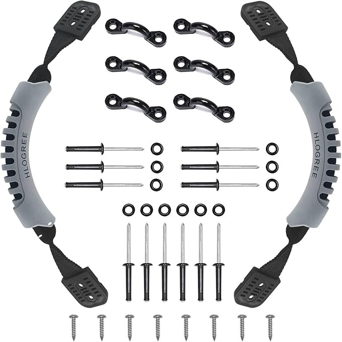 HLOGREE Kayak Handles 2/4 Pack,Kayak Carry Handle with Rivets,Kayak Replacement Handles,Kayak Handles for Emotion/Pelican/Hobie/Lifetime/sit on top/Ocean/Wilderness Accessories,Kayak Parts