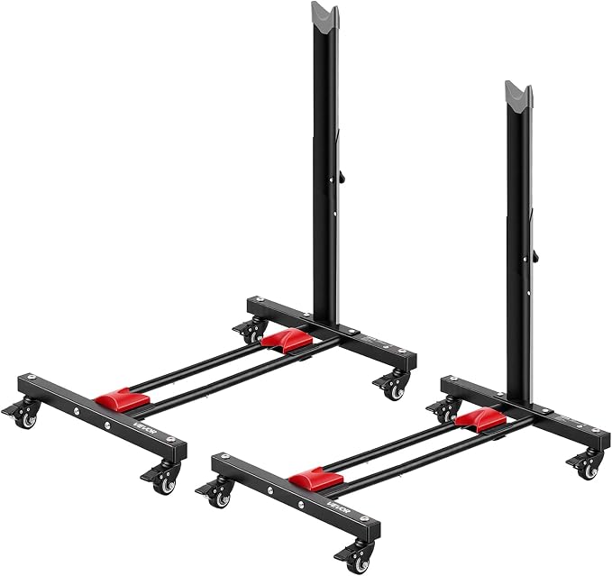 VEVOR Bike Stand 2 Pack, Freestanding Vertical & Horizontal Bike Storage Rack, with Lockable Casters, Height Adjustable Carbon Steel Upright Garage Bicycle Floor Stand, for 20-29 in Wheels, Black
