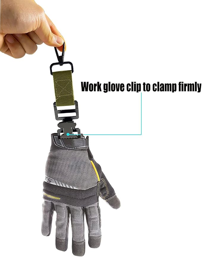 ZHIRONGFA Firefighter Glove Clip Glove Holder for Work Golf Glove Clip Heavy-Duty Firefighter Glove Clip with Reflective Webbing for EMT & Construction Firefighter Accessories near Me 5 Pack (Green)