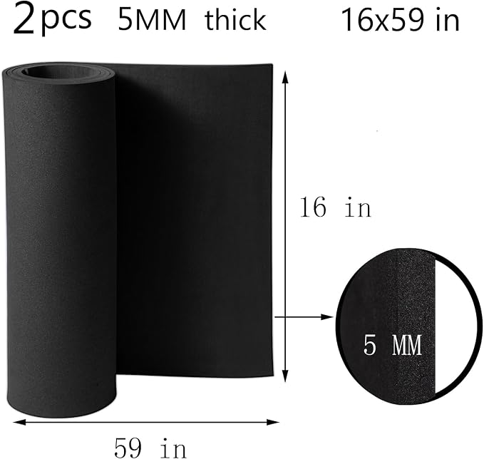 AMZQNART 2Pcs EVA Foam 5mm, Cosplay Foam Roll,16 x 59in Black, Suitable for Large Foam Cosplay Modeling, DIY Projects, Crafts, Ultra High Density 90 kg/m3.