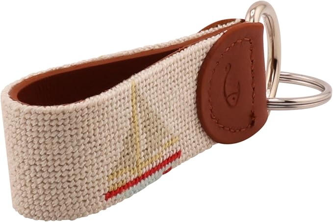 Leather Hand-Stitched Needlepoint Key Fob or Key Chain