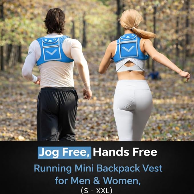 Running Mini Backpack Vest for Men & Women - Hi-viz gear, Holds Valuables, any Phone - Ideal for Fitness, Walking, Cycling!
