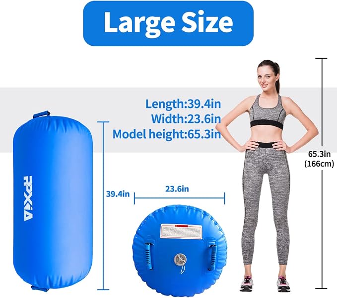 Gymnastics Air Roller Air Barrel Inflatable Tumbling Mat, Tumble Track Backhandspring Mat Gymnastic Equipment with Pump for Yoga Training Cheerleading Home Use