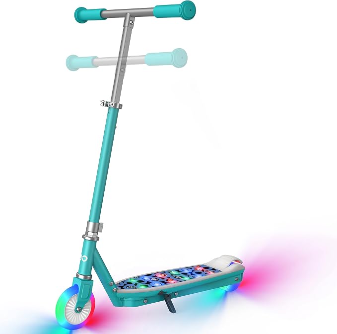 Gyroor KS2 Kids Electric Scooter with LED Lights – Safe 5 MPH Speed, Foot Sensor Start, Adjustable Handlebar, Fast Charging, for Ages 6–12,Mint Green