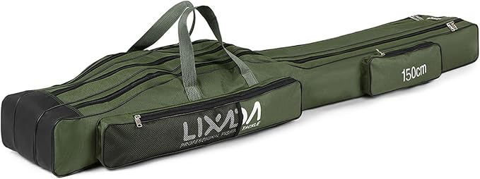 Lixada Fishing Rod Case, 3 Layers Oxford Fishing Rod Bag, Portable Foldable Fishing Pole Bag, Fishing Rod Carrier Fishing Tackle Storage Bag Travel Carry for Fishing Gear & Equipment