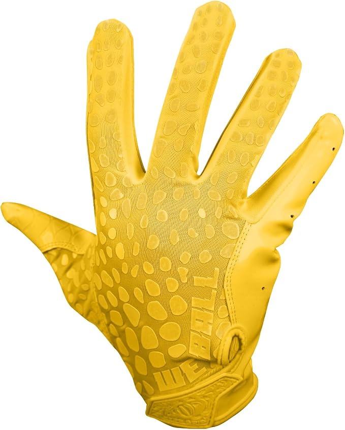 We Ball Sports Hypr-Grip Football Gloves, Men’s Sticky Silicone Palm Receiver Gloves