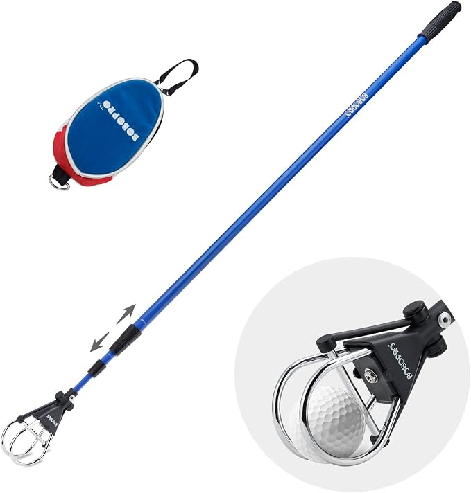 BOBOPRO Golf Ball Retriever Telescopic for Water,12Ft/15Ft Ball Retriever Tool Golf,Stainless Locking Head and Dual-Zip Headcover,Golf Ball Grabber with Non-Slip Handle,Aluminum Extendable Shaft