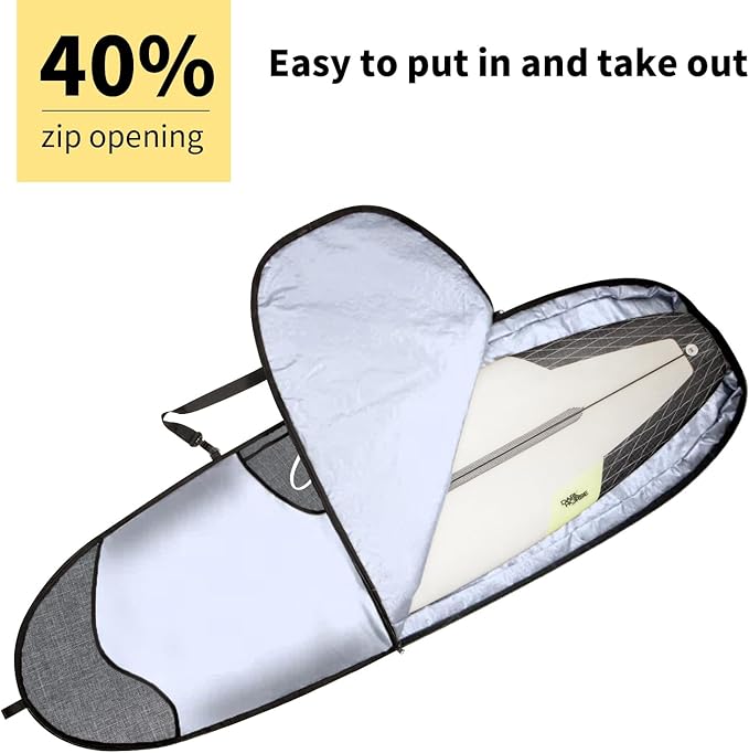 Surfboard Bag Outdoor Waterproof and Sun Protection Surfboard Carrying Bags with Fin Slot for 6'0, 6'6, 7'0, 8'0, 8'6, 9'6 Longboard Storage and Travel