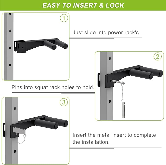 Nordic Hamstring Curl Attachment, Dip Bar, Belt Squat & Safety Spotter Arms for 2"x2" & 3"x3" Power Racks, Home Gym Strength Training Accessories