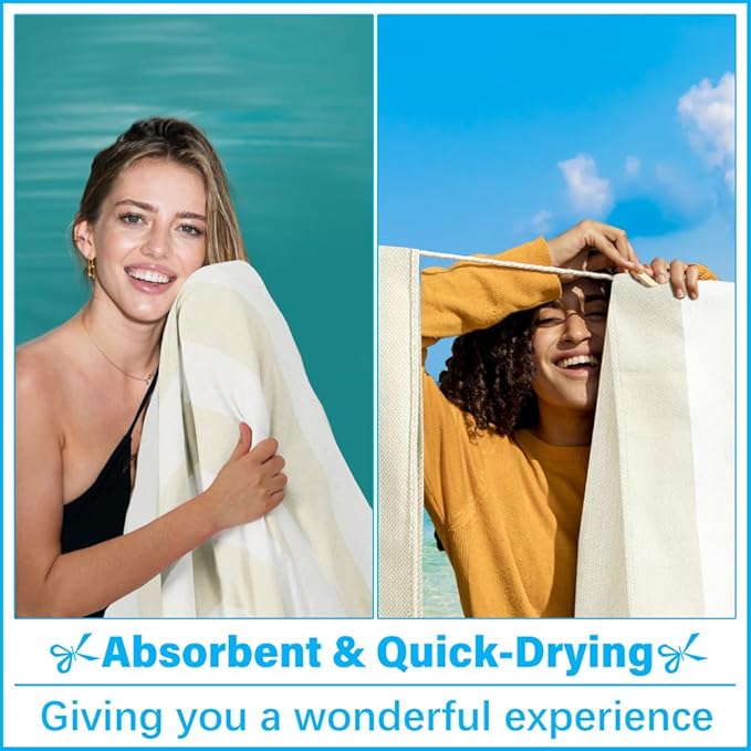 Vikumond Oversized Turkish Beach Towel Blanket XXL Cotton Sandproof Towels Boho Woven Extra Large Big Sand Free Giant Throw Blankets Huge Quilt XL Picnic Camping Necessities Cloud for Adult Gifts