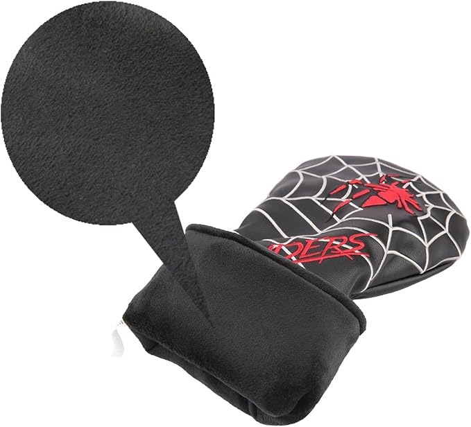 Spider Embroidery Black Golf Club Driver/Fairway Wood/Hybrid/Iron Head Cover