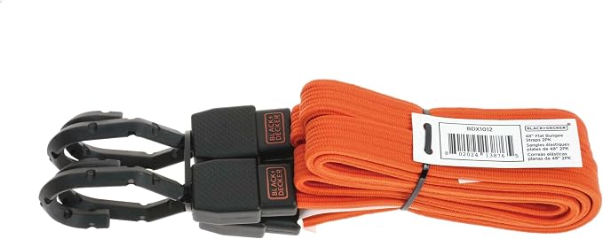BLACK+DECKER 6-Piece Light-Duty Ratchet Tie-Down and Bungee Strap Kit | 1" x 12' Light-Duty Ratchet Straps, 1,500 lbs Break Strength, 48" Flat Bungee Straps, Kit for Securing Lightweight Cargo