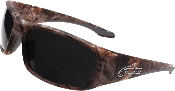 Fishoholic Polarized Bi-Focal Fishing Sunglasses with Reader Magnification (1.5x, 2.0x, 2.5x Options) and UV400 Protection