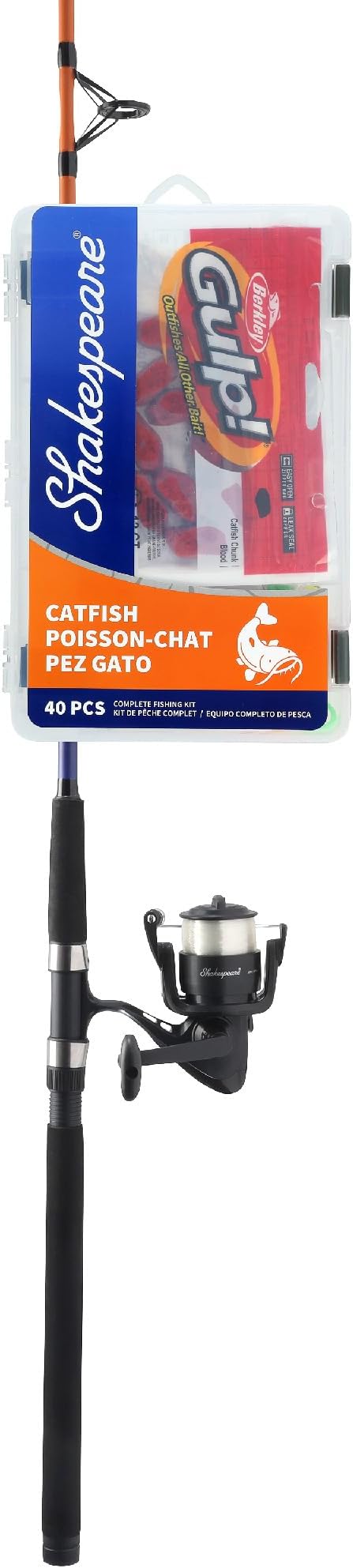 Shakespeare Catch More Fish Spinning Reel and Fishing Rod Combo with Kit