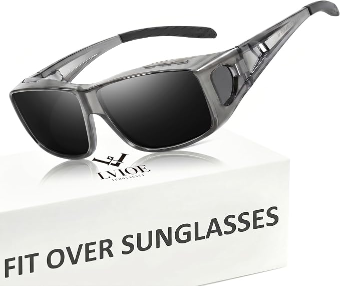 LVIOE Over Glasses Sunglasses Wrap Around Polarized Sunglasses for Men Women Fit Over Prescription Glasses with UV Protection