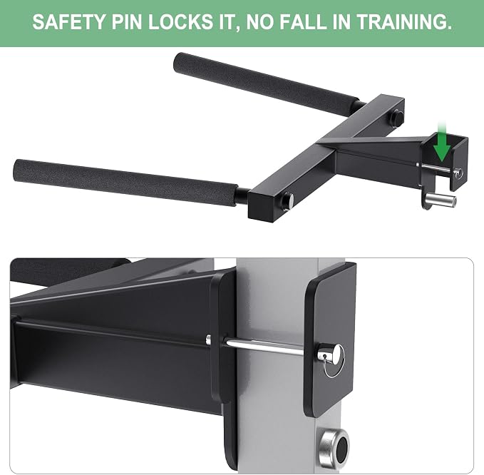 SELEWARE Squat Rack Attachment, Y-Shaped Dip Bar Attachment, Nordic Hamstring Curl Attachment and Lever Arms for 2x2 or 3x3 Power Rack with 5/8" or 1" Hole, Power Cage Accessories for Home Gym