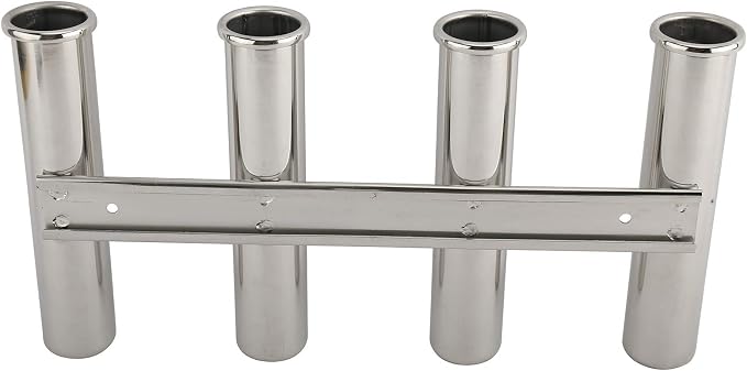YaeMarine Fishing Rod Holder 316 Stainless Steel Fishing Rod Rack 3Tube/4Tube/5Tube/6Tube Mirror Finish for Marine Boat Yacht Camper