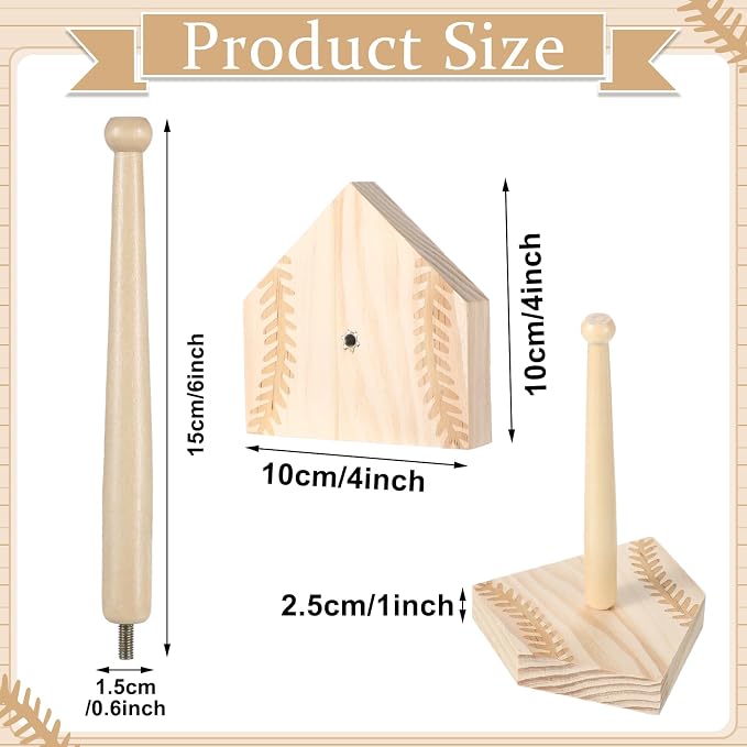 Beeveer 2 Sets Baseball Wooden Ring Holder Softball Championship Ring Baseball Bat Prize Holder Stand Display Stand Stacked Prize Storage Organizer Birthday Gift for Kids Dad Grandpa
