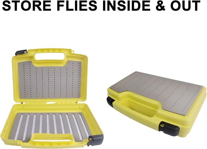 Aventik Streamer Fly Boxes Click Lock Large Streamer Flies Foam Storage Fishing Box Tackle Box Boating Fishing Boxes 14X11X3.35inch/10.43X8.27X3.15inch (SF2 Olivine-14X11X3.35inch)