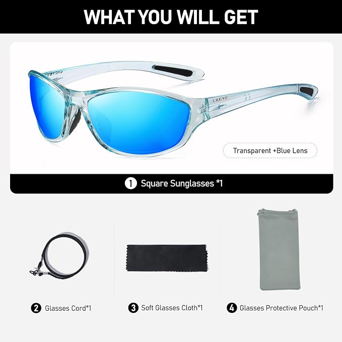LKEYE Bifocal Reading Sunglasses Men Women Sports Style Sun Reader Wrap Around Build-In UV Protection Driving glasses LK6092