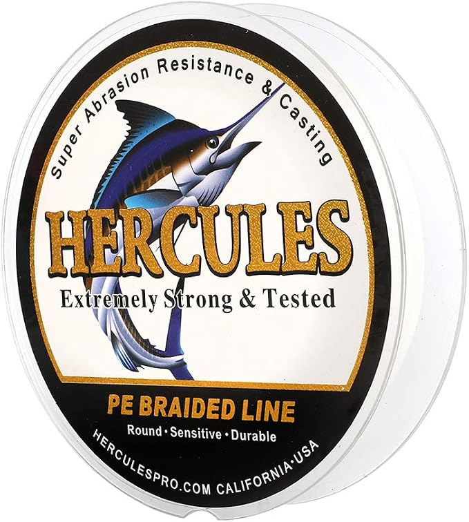 HERCULES Cost-Effective Super Cast 8 Strands Braided Fishing Line 10LB to 300LB Test for Salt-Water,109/328/547/1094 Yards(100M/300M/500M/1000M),Diam.#0.12MM-1.2MM,Hi-Grade Performance,Variety Colors