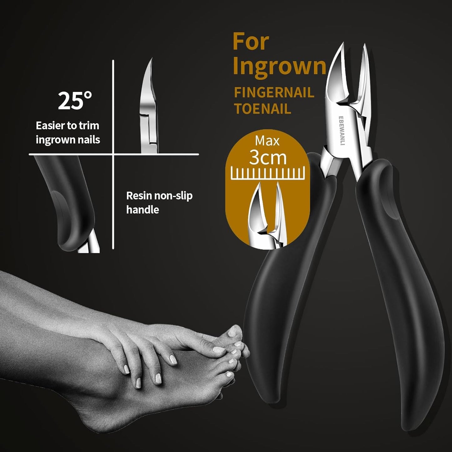 Heavy Duty Toenail Clippers for Thick Toenails or Ingrown Nails, Wide Jaw Opening Straight Nail Clipper and Large Curved Side Toe Nail Clippers Cutter, Thick Toenail Clippers for Seniors Men