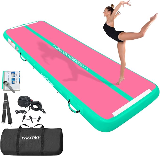 VOFiTNY All Purpose Gymnastics Mat 6.6/10/13/16/20 ft Sturdy Inflatable Tumble Track for Home/Gym