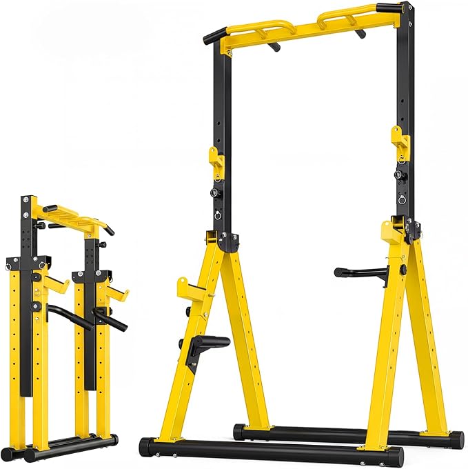 700LBS Foldable Power Tower Pull Up Bar - Multi-function Power Tower Dip Station with Adjustable Height for Home Gym, Portable Free Standing Strength Training Equipment for Indoor & Outdoor