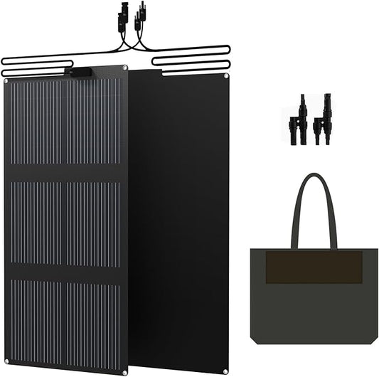 FlexSolar 120W (2-Pack 60W) N-Type Solar Panel, 25% High Efficiency, IP67 Waterproof, Half-Cut Cell, Lightweight Parallel Charger for RV, Camping, Off-Grid & Portable Power Station