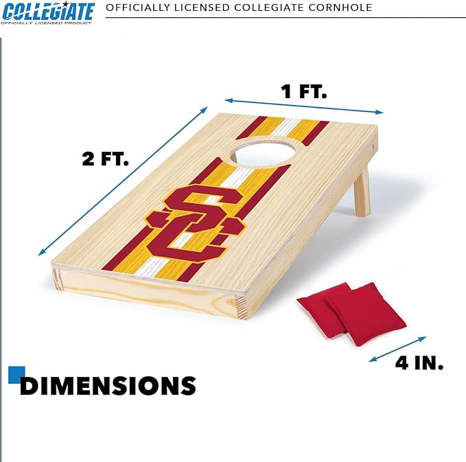 Wild Sports College Portable Size 1' x 2' Solid Wood Cornhole Set with Direct Print HD Team Graphics – Travel Size