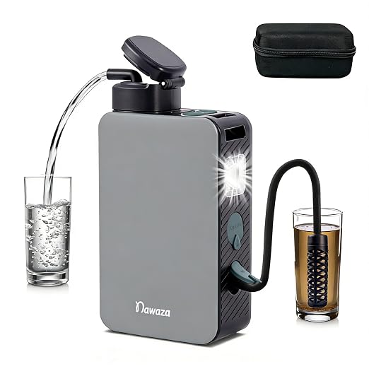 Portable Electric Water Filter Pump, 0.01 Micron Outdoor Camping Water Purifier, Water Filtration System Survival for Hiking, Camping, Travel and Emergency.