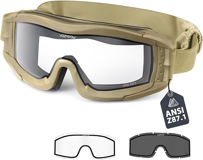 Airsoft Goggles Anti Fog with ANSI Z87.1 Certified, Safety Goggles Impact Resistant, Tactical Shooting Glasses
