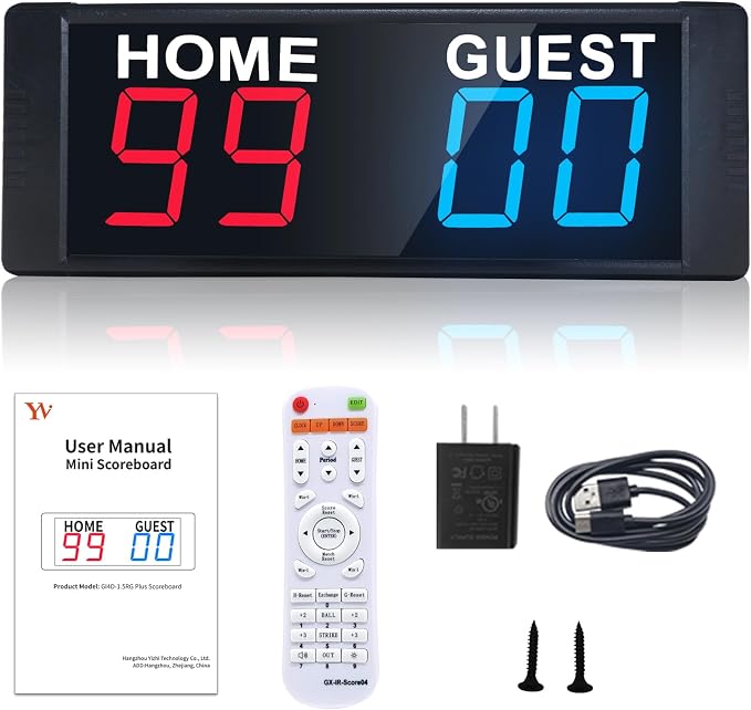 YZ LED Portable Digital Scoreboard, Tabletop Electronic Scoreboard with Remote, Score Keeper for Games Cornhole/Basketball/Ping Pong/Baseball/Tennis/Volleyball Indoor Outdoor