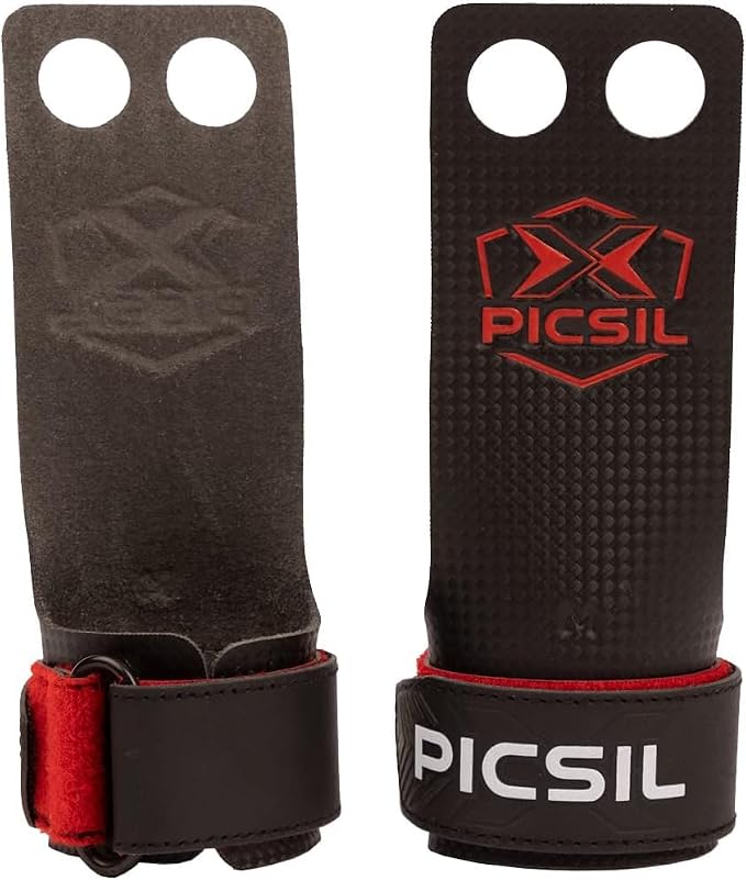 PICSIL - RX Grips | Synthetic Workout & Gymnastics Grips | Ultra-Resistant Carbon Fibre for Cross Training | Helps Prevent Tears & Blisters | Carbon Fibre Material | Use wiht Chalk |