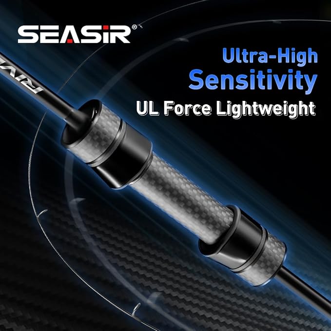 SEASIR Riveria Ultralight Fishing Rod, BFS,Carbon Fiber | Spinning Baitcasting Rod,10 Piece Casting Rod for Freshwater Bass Trout, Fuji O Ring Guide, EVA Handle, Fast