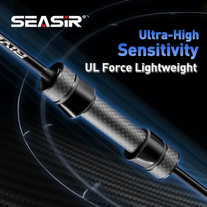 SEASIR Riveria Ultralight Fishing Rod, BFS,Carbon Fiber | Spinning Baitcasting Rod,10 Piece Casting Rod for Freshwater Bass Trout, Fuji O Ring Guide, EVA Handle, Fast