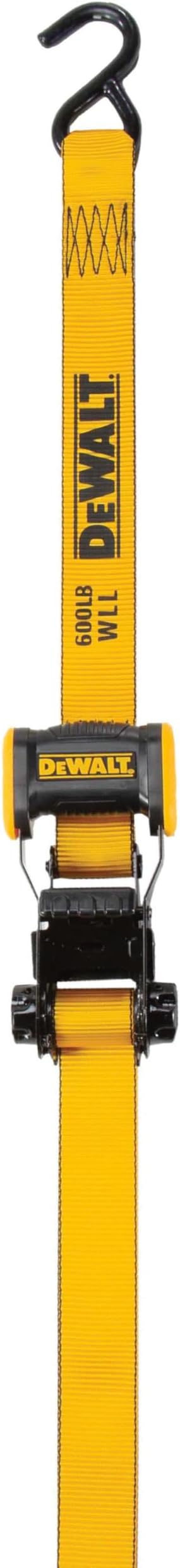 DEWALT DXBC18001 Black/Yellow 1.25" x 12' Ratchet Tie Down Strap - Light-Weight Cargo Hauling (1800 lb Break Strength)
