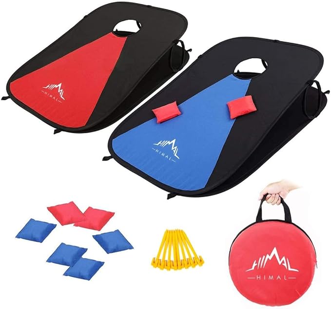 Himal Portable Cornhole Board Set with 8 Toss Bags and Carrying Case, Foldable 3 x 2 Ft Outdoor Lawn Toss Boards for Backyard, Camping, Tailgating and Beach Activities