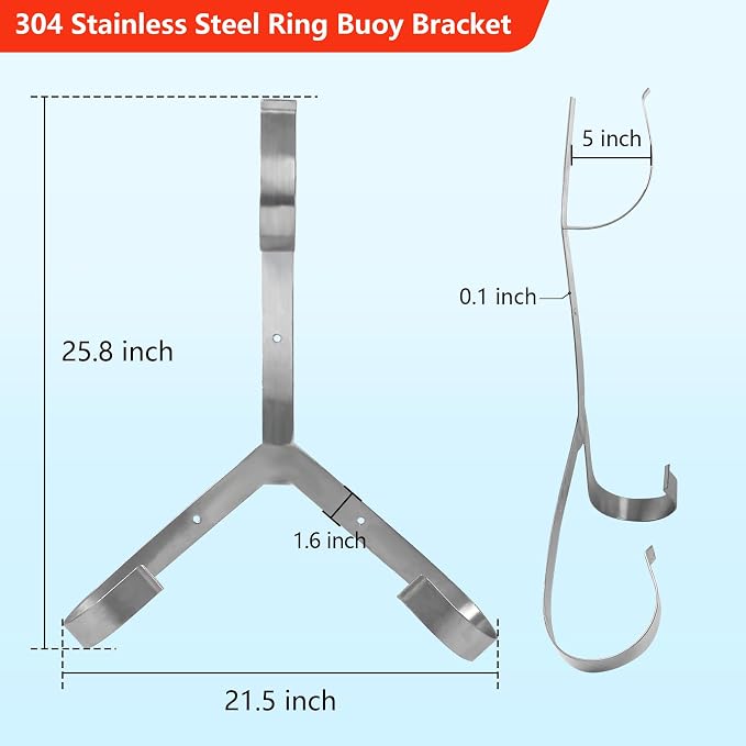 Life Preserver Ring 23"/28", Boat Safety Throw Rings with Bracket, Orange Buoy with Rope 98.5 FT and Reflective Tape for Boat