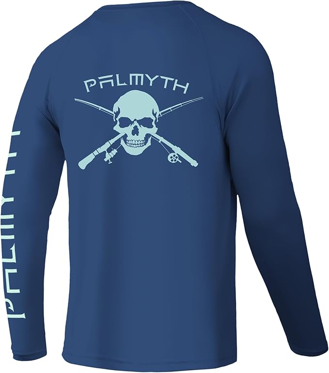 Palmyth Fishing Shirts for Men Long Sleeve UPF 50+ T Shirt Sun Protection | Quick Dry, Sun Protection, Myth-Cool Fabric, Fish Print, Moisture Wicking, Stretchy, Breathable, Fishing,Boating,Outdoor Wear