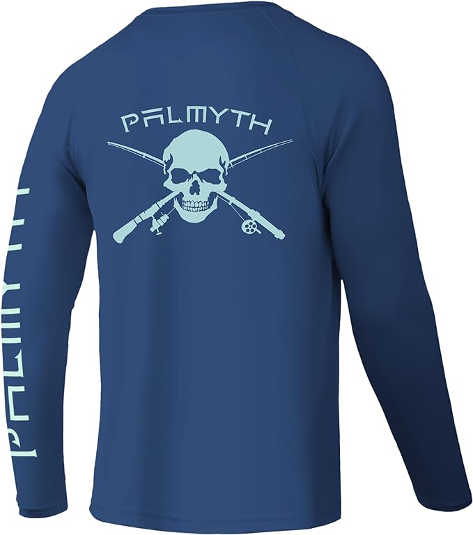 Palmyth Fishing Shirts for Men Long Sleeve UPF 50+ T Shirt Sun Protection | Quick Dry, Sun Protection, Myth-Cool Fabric, Fish Print, Moisture Wicking, Stretchy, Breathable, Fishing,Boating,Outdoor Wear