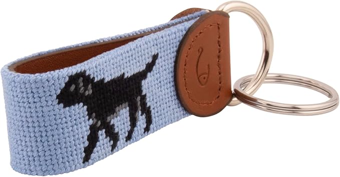 Leather Hand-Stitched Needlepoint Key Fob or Key Chain