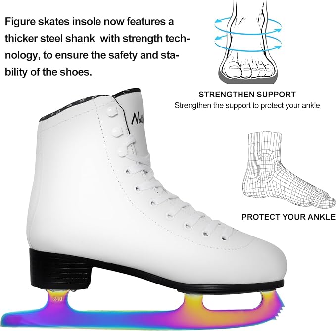 Nattork Figure Skates for Boys and Girls Excellence Stainless Steel Blades Ice Figure Skating with Enhanced Support Strength Performance and Ultimate Comfort