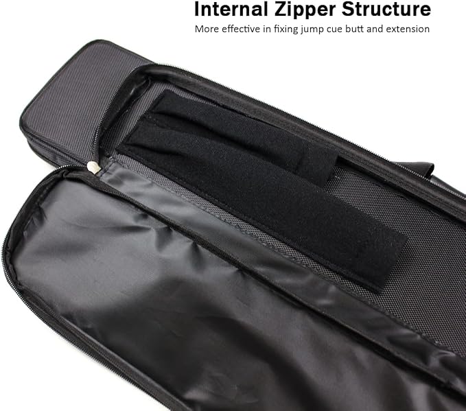 Pool Cue Case 3x4,Pool Stick Case 3 Sticks with Accessory Zipper Pockets,Cue Stick Case with Shoulder Strap Handle,Billiard Pool Cue Carrying Case with Large Front Accessory Pocket